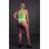 Ouch! Glow Ensemble Bustier et Culotte Filet Vert Fluo